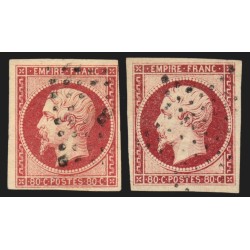 n°17A/17Al, 80c carmin + carmin-foncé, oblitérés - TB D'ASPECT