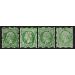 n°20, en 4 nuances de couleurs, Napoléon 5c vert, oblitérés - TB