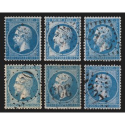 n°22, en 6 nuances de couleurs, Napoléon 20c bleu, oblitérés - SUPERBE