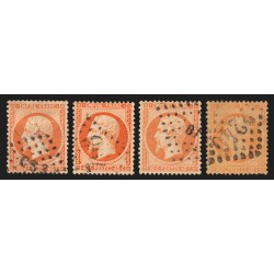 n°23, en 4 nuances de couleurs, Napoléon 40c orange, oblitérés - TB