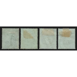 n°25, en 4 oblitérations différentes, Napoléon Lauré 1c vert-bronze TB D'ASPECT