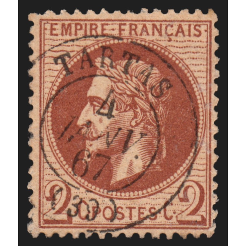 n°26A, Napoléon Lauré, 2c rouge-brun, oblitéré càd TARTAS Landes - TB