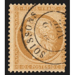 n°36, Cérès Siège de Paris, 10c bistre-jaune, oblitéré càd SOISSONS - B/TB