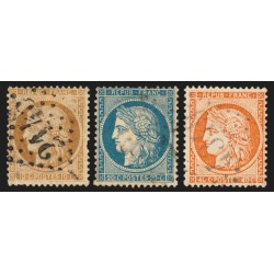 n°36/38, Cérès Siège de Paris 1870, série complète, oblitérés - B/TB