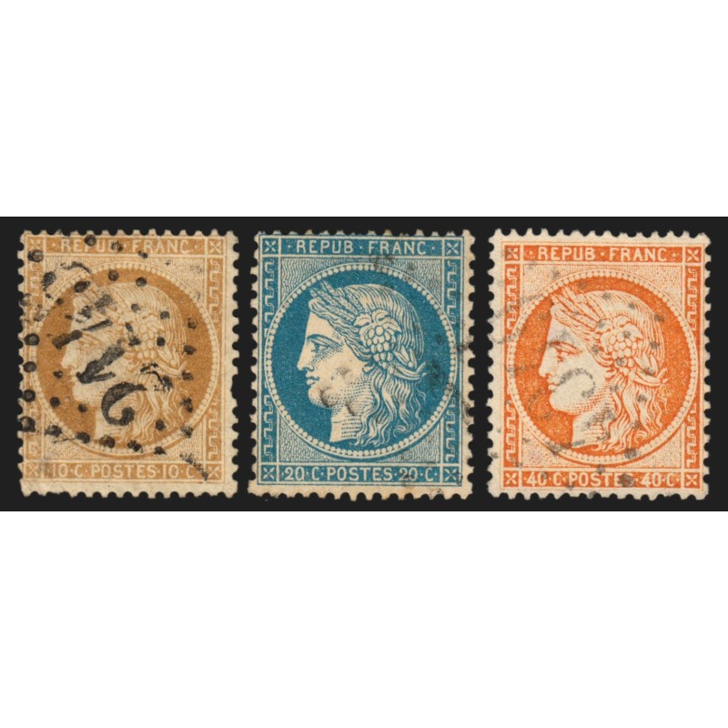 n°36/38, Cérès Siège de Paris 1870, série complète, oblitérés - B/TB