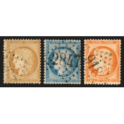 n°36/38, Cérès Siège de Paris 1870, série complète, oblitérés - TB D'ASPECT