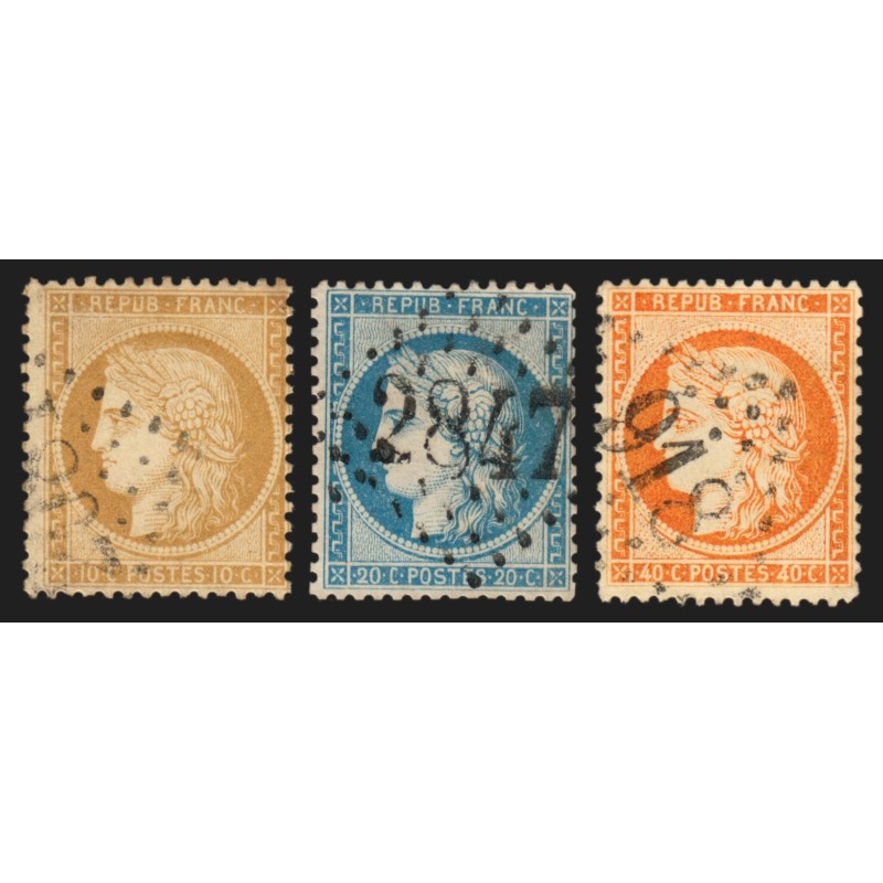 n°36/38, Cérès Siège de Paris 1870, série complète, oblitérés - TB D'ASPECT