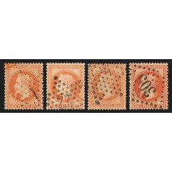 n°31, en 4 nuances de couleurs, Lauré 40c orange, oblitérés - TB