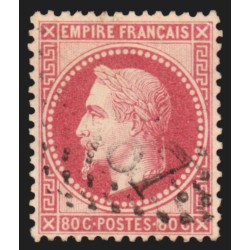 n°32, Napoléon Lauré, 80c rose, oblitéré, effigie bien dégagée - TTB