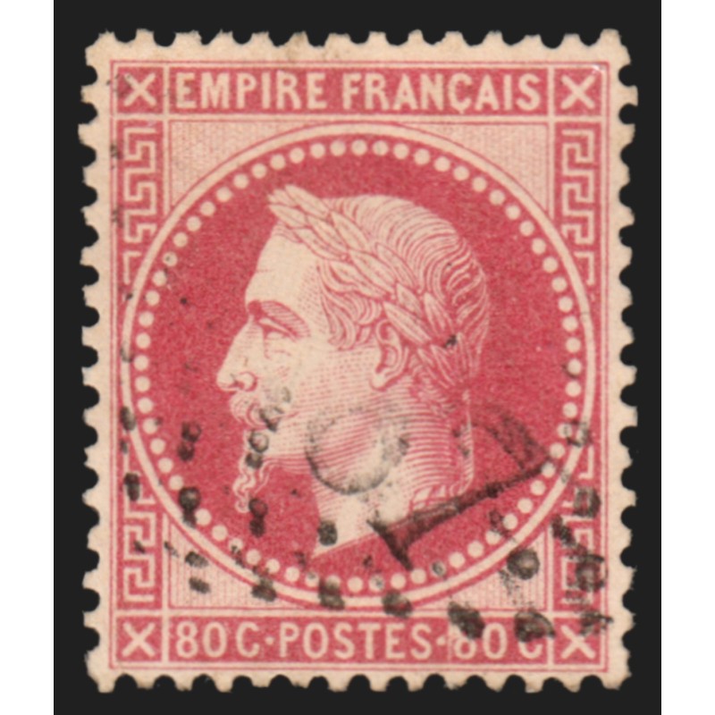 n°32, Napoléon Lauré, 80c rose, oblitéré, effigie bien dégagée - TTB