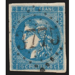 n°46B, Cérès Bordeaux, 20c bleu, oblitéré GC 3775 SAINT-MERE-EGLISE Manche - TB