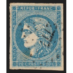 n°46Bc, Cérès Bordeaux, 20c bleu-clair, oblitéré PC du GC 2777 PAMIERS - B/TB
