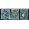 n°46B, en 3 nuances de couleurs, Cérès Bordeaux, 20c bleu, Type III - TB