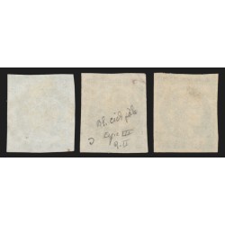 n°46B, en 3 nuances de couleurs, Cérès Bordeaux, 20c bleu, Type III - TB