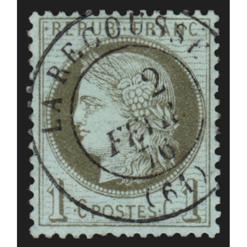 n°50, Cérès, 1c vert-olive, oblitéré càd LA RECOUSSE Pas de Calais - SUPERBE