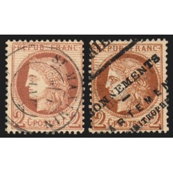 n°51/51a, les 2 nuances, Cérès, 2c rouge-brun et brun-rouge-foncé - TB