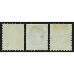 n°53, en 3 nuances et cachet rouge, Cérès, 5c vert-jaune, oblitérés - TB