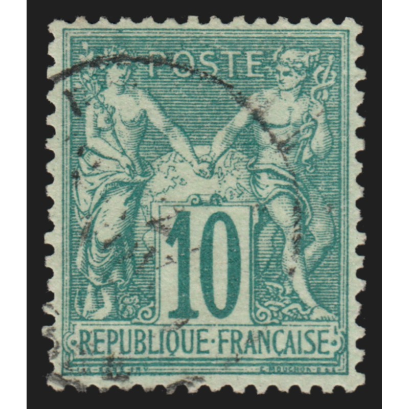 n°65, Sage 1876, 10c vert, Type I, oblitéré - SUPERBE n°65, Sage 1876, 10c vert, Type I, oblitéré - SUPERBE