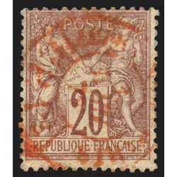 n°67, Sage 1876, 20c brun-lilas, Type I, oblitéré càd rouge des imprimés - TB