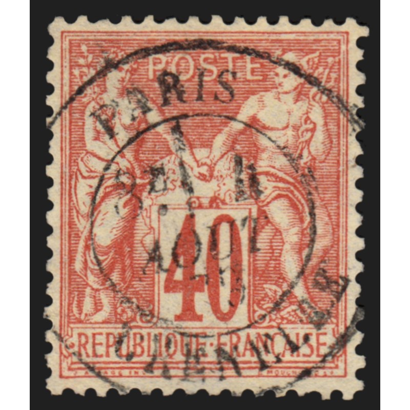 n°70, Sage 40c rouge-orange, Type I, oblitéré càd Paris Grenelle - SUPERBE