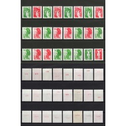 Lot de 24 timbres avec numéro rouge au verso, neufs ** sans charnière SUPERBE