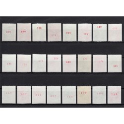 Lot de 24 timbres avec numéro rouge au verso, neufs ** sans charnière SUPERBE