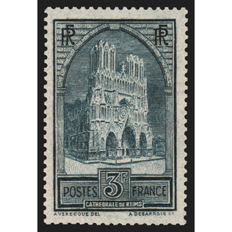 n°259c, Cathédrale de Reims, 3fr ardoise, Type IV, neuf ** sans charnière - TB