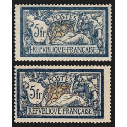 n°123, en 2 nuances, Merson 5fr bleu + foncé, neufs * infime trace de ch. - TB