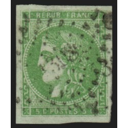 n°42B, Cérès Bordeaux, 5c vert-jaune-pâle, oblitéré losange PC du GC - B/TB