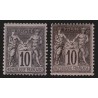 n°89 x2 nuances, Sage 10c noir sur lilas, neufs * avec charnière - B/TB