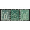 n°75, en 3 nuances, Sage 5c vert, Type II, neufs * avec charnière - TB D'ASPECT