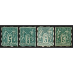 n°75, en 4 nuances, Sage 5c vert, Type II, neufs * avec charnière - TB D'ASPECT