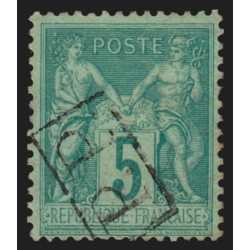 n°75, Sage 5c vert, Type II, oblitéré cachet P.P. dans un rectangle - TB