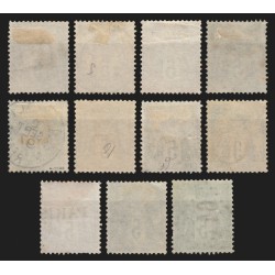 n°75, x11 oblitérations exotiques, Sage 5c vert - TB D'ASPECT