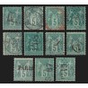 n°75, x11 oblitérations exotiques, Sage 5c vert - TB D'ASPECT