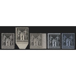 n°83, en 5 nuances de couleurs, Sage 1c noir, neufs ** sans charnière - TB