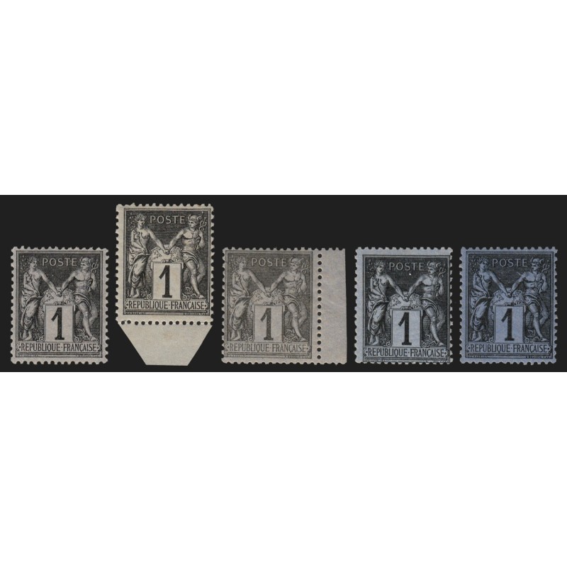 n°83, en 5 nuances de couleurs, Sage 1c noir, neufs ** sans charnière - TB