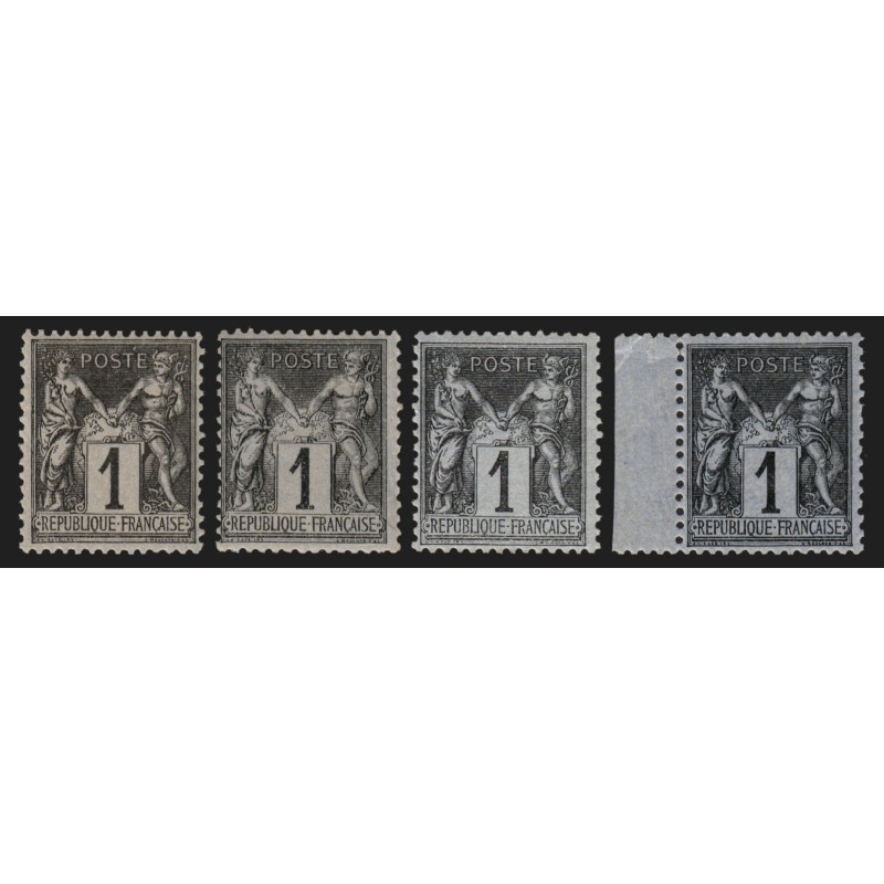 n°83, en 4 nuances de couleurs, Sage 1c noir, neufs * avec trace de ch. - TB