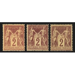 n°85, x3 nuances de couleurs, Sage 2c brun-rouge, neufs ** sans charnière - TB