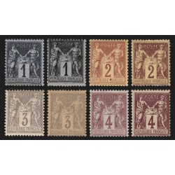n°83, 85, 87, 88, Sage, les 4 valeurs avec nuances, neufs ** - TB D'ASPECT