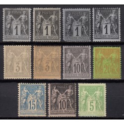 France 1877/1898, Sage, lot de 11 timbres neufs ** sans charnière COTE 500€