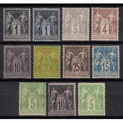 France 1877/1898, Sage, timbres neufs * avec charnière COTE 485€ - B/TB