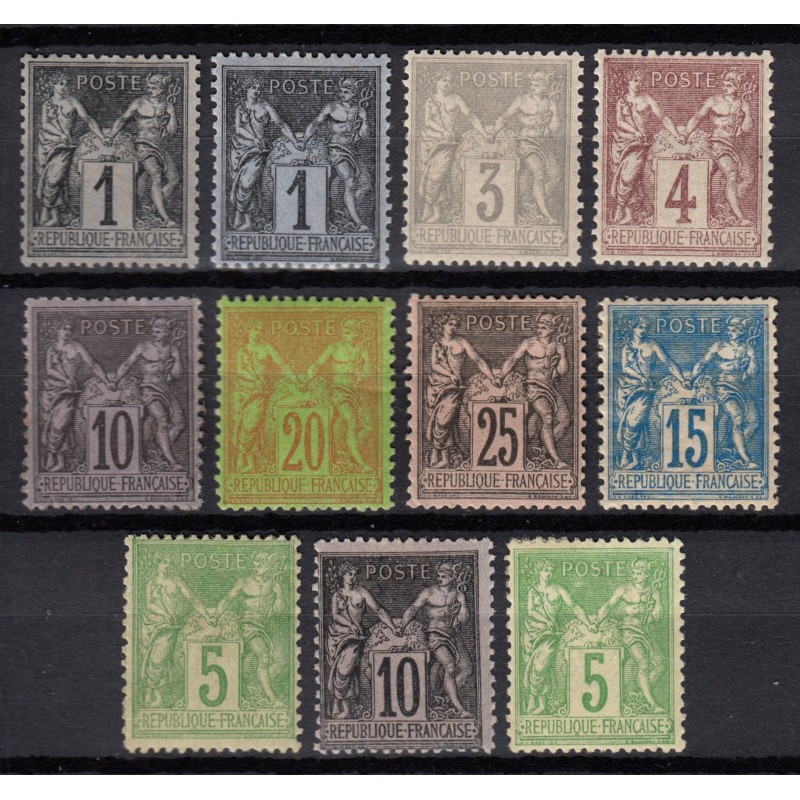 France 1877/1898, Sage, timbres neufs * avec charnière COTE 485€ - B/TB