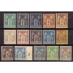 France 1876/1898, Sage, lot de 15 timbres neufs * avec charnière COTE 760€