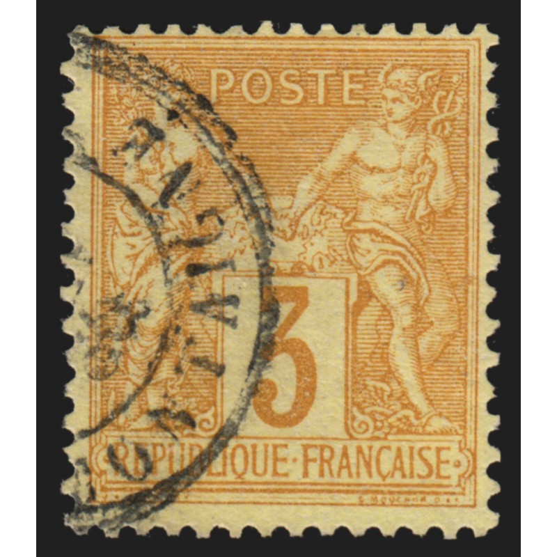 n°86, Sage 3c bistre-jaune, oblitéré càd (Paris rue) Montaigne - TB n°86, Sage 3c bistre-jaune, oblitéré càd (Paris rue) Montaigne - TB