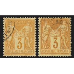 n°86/86a, les 2 nuances, Sage 3c bistre-jaune + foncé, oblitérés - TB D'ASPECT