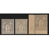 n°87/87a/87b, les 3 nuances, Sage 3c gris, neufs ** sans charnière - TB