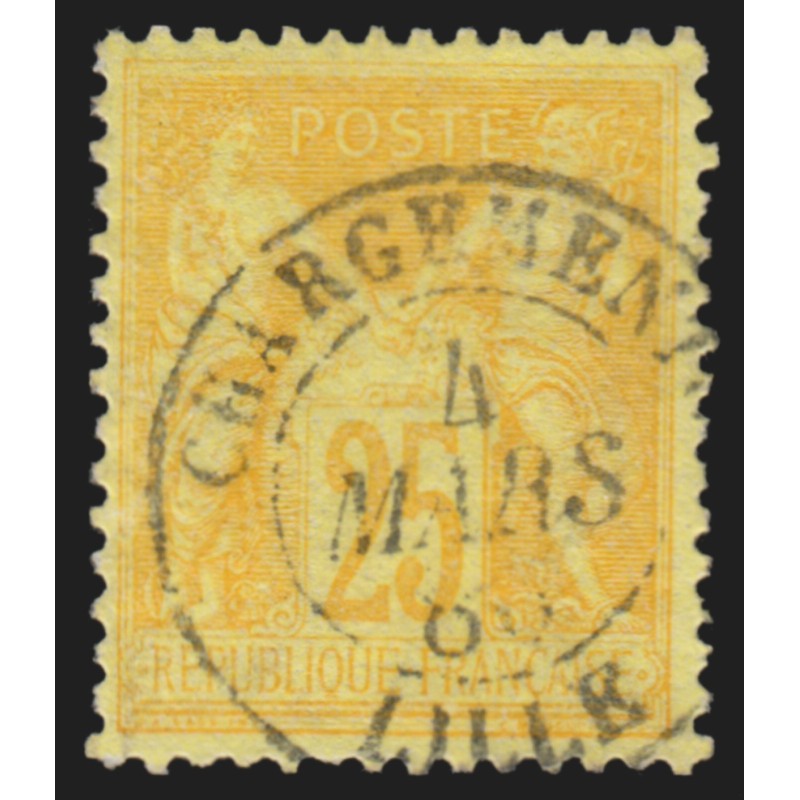 n°92, Sage 25c bistre sur jaune, oblitéré càd Chargements Lille - TB n°92, Sage 25c bistre sur jaune, oblitéré càd Chargements Lille - TB