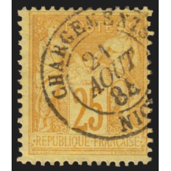 n°92, Sage 25c bistre sur jaune, oblitéré càd Chargements Nice - TB