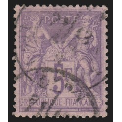n°95, Sage 5fr violet sur lilas, oblitéré - TB D'ASPECT